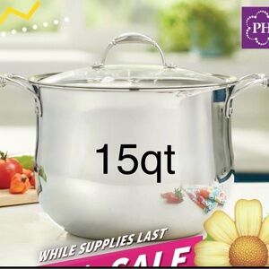 Princess House Silver Stock Pot with Lid - 15qt
